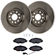 KIT-062924-134 2-Wheel Set Front Brake Disc and Pad Kit, Plain Surface 5 Lugs 340.11 mm Semi-metallic, Includes (2) Brake Disc and (1) Brake Pad Set