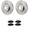 KIT-062924-138 2-Wheel Set Front Brake Disc and Pad Kit, Cross-drilled and Slotted 5 Lugs 311.91 mm Ceramic, Includes (1) Brake Pad Set and (2) Brake Disc