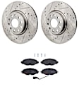 KIT-062924-140 2-Wheel Set Front Brake Disc and Pad Kit, Cross-drilled and Slotted 5 Lugs 311.91 mm Semi-metallic, Includes (1) Brake Pad Set and (2) Brake Disc