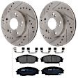 KIT-062924-14 2-Wheel Set Front Brake Disc and Pad Kit, Cross-drilled and Slotted 5 Lugs 261.7 mm Ceramic, Includes (1) Brake Pad Set and (2) Brake Disc
