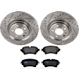 KIT-062924-155 2-Wheel Set Rear Brake Disc and Pad Kit, Cross-drilled and Slotted 5 Lugs 329.95 mm Semi-metallic, Includes (1) Brake Pad Set and (2) Brake Disc