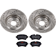 KIT-062924-156 2-Wheel Set Rear Brake Disc and Pad Kit, Cross-drilled and Slotted 5 Lugs 329.95 mm Semi-metallic, Includes (1) Brake Pad Set and (2) Brake Disc