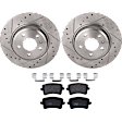 KIT-062924-219 2-Wheel Set Rear Brake Disc and Pad Kit, Cross-drilled and Slotted 5 Lugs 299.97 mm Semi-metallic, Includes (1) Brake Pad Set and (2) Brake Disc