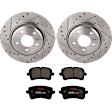 KIT-062924-220 2-Wheel Set Rear Brake Disc and Pad Kit, Cross-drilled and Slotted 5 Lugs 299.97 mm Semi-metallic, Includes (1) Brake Pad Set and (2) Brake Disc