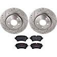 KIT-062924-231 2-Wheel Set Rear Brake Disc and Pad Kit, Cross-drilled and Slotted 5 Lugs 299.97 mm Semi-metallic, Includes (1) Brake Pad Set and (2) Brake Disc