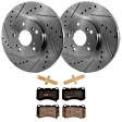 KIT-062924-34 2-Wheel Set Front Brake Disc and Pad Kit, Cross-drilled and Slotted 5 Lugs 299.97 mm Semi-metallic, Includes (1) Brake Pad Set and (2) Brake Disc