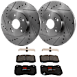 KIT-062924-35 2-Wheel Set Front Brake Disc and Pad Kit, Cross-drilled and Slotted 5 Lugs 299.97 mm Semi-metallic, Includes (1) Brake Pad Set and (2) Brake Disc