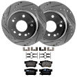 KIT-062924-46 2-Wheel Set Rear Brake Disc and Pad Kit, Cross-drilled and Slotted 5 Lugs 281.94 mm Ceramic, Includes (1) Brake Pad Set and (2) Brake Disc