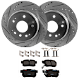 KIT-062924-47 2-Wheel Set Rear Brake Disc and Pad Kit, Cross-drilled and Slotted 5 Lugs 281.94 mm Ceramic, Includes (1) Brake Pad Set and (2) Brake Disc