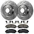KIT-062924-49 2-Wheel Set Front Brake Disc and Pad Kit, Cross-drilled and Slotted 5 Lugs 320.04 mm Ceramic, Includes (1) Brake Pad Set and (2) Brake Disc