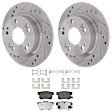KIT-062924-73 2-Wheel Set Rear Brake Disc and Pad Kit, Cross-drilled and Slotted 5 Lugs 259.7 mm Ceramic, Includes (1) Brake Pad Set and (2) Brake Disc