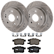 KIT-062924-79 2-Wheel Set Rear Brake Disc and Pad Kit, Cross-drilled and Slotted 5 Lugs 281.69 mm Ceramic, Includes (1) Brake Pad Set and (2) Brake Disc