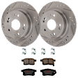 KIT-062924-80 2-Wheel Set Rear Brake Disc and Pad Kit, Cross-drilled and Slotted 5 Lugs 281.69 mm Ceramic, Includes (1) Brake Pad Set and (2) Brake Disc