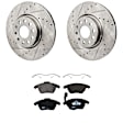 KIT-062924-89 2-Wheel Set Front Brake Disc and Pad Kit, Cross-drilled and Slotted 5 Lugs 311.91 mm Semi-metallic, Includes (1) Brake Pad Set and (2) Brake Disc