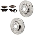KIT-062924-90 2-Wheel Set Front Brake Disc and Pad Kit, Cross-drilled and Slotted 5 Lugs 311.91 mm Semi-metallic, Includes (1) Brake Pad Set and (2) Brake Disc