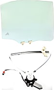 2-Piece Kit Rear, Passenger Side Door Glass Kit, Replaces NAGS No. FD21064 GTYN, Includes (1) Door Glass and (1) Window Regulator