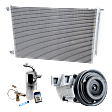 3-Piece Kit A/C Compressor Kit, With Clutch, 6-Groove Pulley, Includes (1) A/C Compressor, (1) A/C Condenser and (1) A/C Service Kit