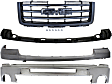 4-Piece Kit, Front Bumper, Chrome, Includes (1) Bumper, (1) Bumper Bracket, (1) Bumper Cover, and (1) Grille