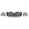 3-Piece Kit, Grille Painted Black Shell with Painted Gray Insert, Includes (1) Grille and (2) Headlight