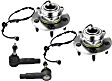 2-Wheel Set Front, Driver and Passenger Side Wheel Hub, 5 Lugs, With Bearing, With Sensor, includes (2) Tie Rod End and (2) Wheel Hub