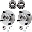 2-Wheel Set Front Wheel Hub, 4 Lugs, With Bearing, Includes (2) Wheel Bearing and (2) Wheel Hub