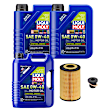 KIT-070224-094 5-Piece Kit Synthetic Motor Oil, 5-Piece Kit, Genuine Audi, Includes (1) Oil Drain Plug, (1) Oil Filter and (3) Motor Oil