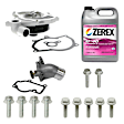 KIT-070224-574 14-Piece Kit Water Pump, Genuine Porsche, Includes (7) Water Pump Bolt, (4) Bolt, (1) Coolant/Antifreeze, (1) Water Pump and (1) Thermostat