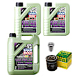 2004 Audi A4 Quattro - 5-Piece Kit Full Synthetic Motor Oil, 6.76 Quart (qt) capacity, 5-Piece Kit, Genuine Audi, Volkswagen  Includes (3) Motor Oil, (1) Oil Drain Plug, and (1) Oil Filter