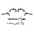 11-Piece Kit Steering Rack, With Hydraulic Power, includes (2) Ball Joint, (4) Control Arm, (1) Steering Rack, (2) Sway Bar Link, and (2) Tie Rod End