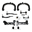 11-Piece Kit Front, Driver and Passenger Side, Lower Control Arm Brackets, Includes (3) Ball Joint, (2) Control Arm, (2) Control Arm Bracket, (2) Sway Bar Link, and (2) Tie Rod End