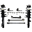 9-Piece Kit Shock Absorber and Strut Assembly, Includes (2) Ball Joint, (2) Loaded Strut, (2) Sway Bar Link, and (3) Tie Rod End