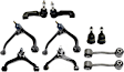 10-Piece Kit Front, Driver and Passenger Side, Outer, Lower and Upper Control Arm, includes (2) Ball Joint, (4) Control Arm, (2) Sway Bar Link, and (2) Tie Rod End