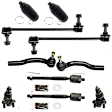 8-Piece Kit Front, Driver and Passenger Side, Inner and Outer, Lower Ball Joint, includes (2) Ball Joint, (2) Sway Bar Link, and (2) Tie Rod End