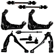 2003 Chevrolet Silverado 1500 HD - 9-Piece Kit Front, Driver and Passenger Side, Upper and Lower Control Arm, With Front Torsion Bar Spring, Housing and Washer Design Eliminates Spring Bind and Shattering During Shock Load, 18 (mm) Thread at Centerlink, Heavy Duty Design