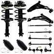13-Piece Kit Front and Rear Fully Loaded Strut, Hatchback, Includes (2) Control Arm, (2) Steering Rack Boot, (3) Tie Rod End, (4) Sway Bar Link and (2) Shock Absorber and Strut Assembly