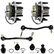 2-Wheel Set Front Wheel Hub, 8 Lugs, With Bearing, With Sensor, 4WD, Includes (4) Ball Joint, (2) Sway Bar Link, and (2) Wheel Hub