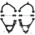 6-Piece Kit Front, Passenger Side, Lower, Driver Side, Upper Control Arm, Includes (4) Control Arm and (2) Sway Bar Link