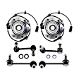 2-Wheel Set Front, Driver and Passenger Side, Inner and Outer, Lower, Front To End Wheel Hub, 6 Lugs, With Bearing, With Sensor, Includes (4) Sway Bar Link and (2) Wheel Hub