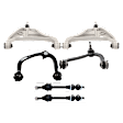 6-Piece Kit Front, Driver and Passenger Side, Upper and Lower Control Arm, includes (4) Control Arm and (2) Sway Bar Link