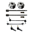 2-Wheel Set Front, Driver and Passenger Side, Inner and Outer, Lower, Front To End Wheel Hub, 5 Lugs, With Bearing,, 3.0L, 6Cyl, Includes (2) Sway Bar Link, (4) Tie Rod End, and (2) Wheel Hub