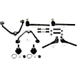 12-Piece Kit Front, Driver and Passenger Side, Inner and Outer, Lower, Front To End Control Arm, (2) Ball Joint, (2) Control Arm, (2) Sway Bar Link, (2) Tie Rod Adjusting Sleeve, and (4) Tie Rod End