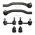6-Piece Kit Front, Driver and Passenger Side, Inner and Outer, Lower, Front To End Tie Rod End Includes (2) Ball Joint, (2) Sway Bar Link and (2) Tie Rod End
