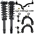 2007 Honda Accord LX - 10-Piece Kit Front, Driver and Passenger Side, Inner and Outer, Lower, Front To End Fully Loaded Strut, GAS, Except Hybrid,  Includes (2) Control Arm, (2) Loaded Strut, (2) Sway Bar Link, and (4) Tie Rod End