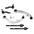6-Piece Kit Front, Driver and Passenger Side, Inner and Outer, Lower, Front To End Control Arm, includes (2) Control Arm and (4) Tie Rod End