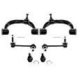 6-Piece Kit Front, Driver and Passenger Side, Inner and Outer, Lower, Front To End Control Arm, includes (2) Ball Joint, (2) Control Arm, and (2) Sway Bar Link