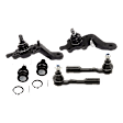 6-Piece Kit Front, Driver and Passenger Side, Inner and Outer, Lower, Front To End Ball Joint, includes (2) Ball Joint, (2) Sway Bar Link, and (2) Tie Rod End