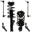 6-Piece Kit Front, Driver and Passenger Side, Inner and Outer, Lower, Front To End Fully Loaded Strut, Includes (2) Shock Absorber and Strut Assembly, (2) Sway Bar Link and (2) Tie Rod End