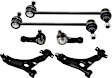 6-Piece Kit Front, Passenger Side, Lower, Driver Side, Outer Control Arm, includes (2) Control Arm, (2) Sway Bar Link, and (2) Tie Rod End