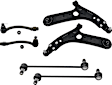 6-Piece Kit Front, Passenger Side, Outer, Driver Side, Lower Control Arm, Includes (2) Control Arm, (2) Sway Bar Link, and (2) Tie Rod End	
