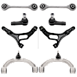 8-Piece Kit Front, Driver and Passenger Side, Outer, Lower and Upper Control Arm, includes (4) Control Arm, (2) Sway Bar Link, and (2) Tie Rod End